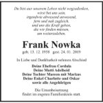 Traueranzeige Frank Nowka