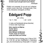 Traueranzeige Edelgard Popp, geb. Lehnig