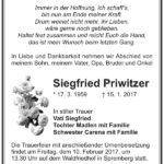 Traueranzeige Siegfried Priwitzer