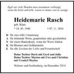 Danksagung Heidemarie Rasch, geb. Klare