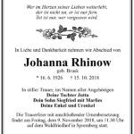 Traueranzeige Johanna Rhinow, geb. Brusk