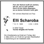Traueranzeige Elli Scharoba
