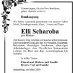 Danksagung Elli Scharoba, geb. Bürkner