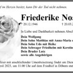 Traueranzeige Friederike Noack