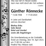 Traueranzeige Günther Rönnecke