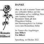 Danksagung Renate Hilbert
