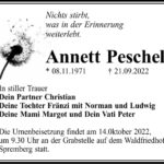 Traueranzeige Annett Peschel