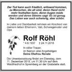 Traueranzeige Rolf Röhl
