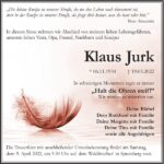 Traueranzeige Klaus Jurk