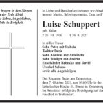 Traueranzeige Luise Schuppert, geb. Kühn