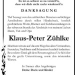 Danksagung Klaus-Peter Zühlke