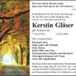 Traueranzeige Kerstin Gläser, geb. Kranzkowski
