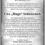 Traueranzeige Uwe „Hugo“ Schleiernick