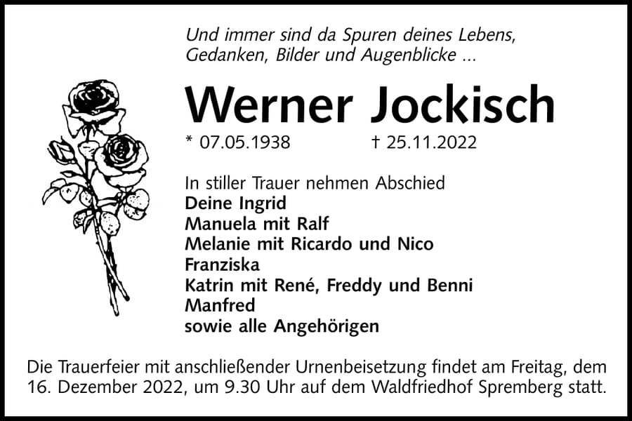 Traueranzeige Werner Jockisch