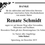 Danksagung Renate Schmidt