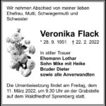 Traueranzeige Veronika Flack