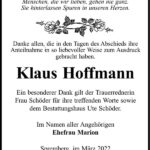 Danksagung Klaus Hoffmann