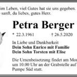 Traueranzeige Petra Berger