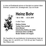 Traueranzeige Heinz Bohr