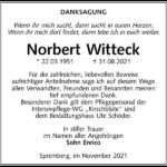 Danksagung Norbert Witteck