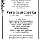 Traueranzeige Vera Kuscherka