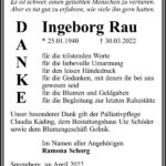Danksagung Ingeborg Rau