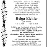 Traueranzeige Helga Eichler, geb. Richter