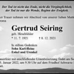 Traueranzeige Gertrud Seiring, geb. Hirschfelder
