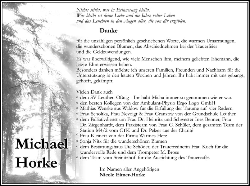 Danksagung Michael Horke