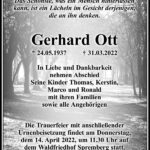 Traueranzeige Gerhard Ott
