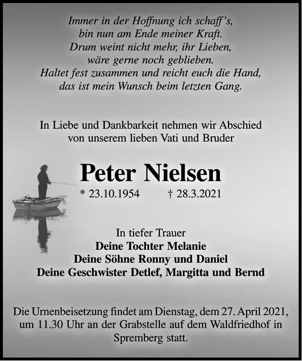 Traueranzeige Peter Nielsen