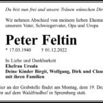Traueranzeige Peter Feltin