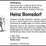 Danksagung Heinz Bomsdorf