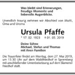 Traueranzeige Ursula Pfaffe