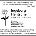 Traueranzeige Ingeborg Hentschel