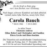 Traueranzeige Carola Bauch