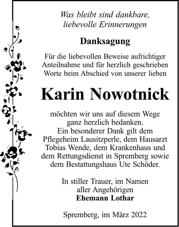 Danksagung Karin Nowotnick