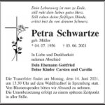 Traueranzeige Petra Schwartze, geb. Müller
