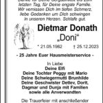 Traueranzeige Dietmar „Doni“ Donath