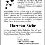 Danksagung Hartmut Stehr