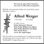 Traueranzeige Alfred Werger