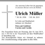 Traueranzeige Ulrich Müller