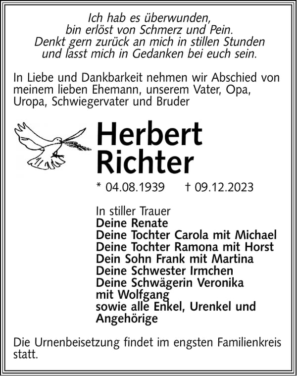 Traueranzeige Herbert Richter