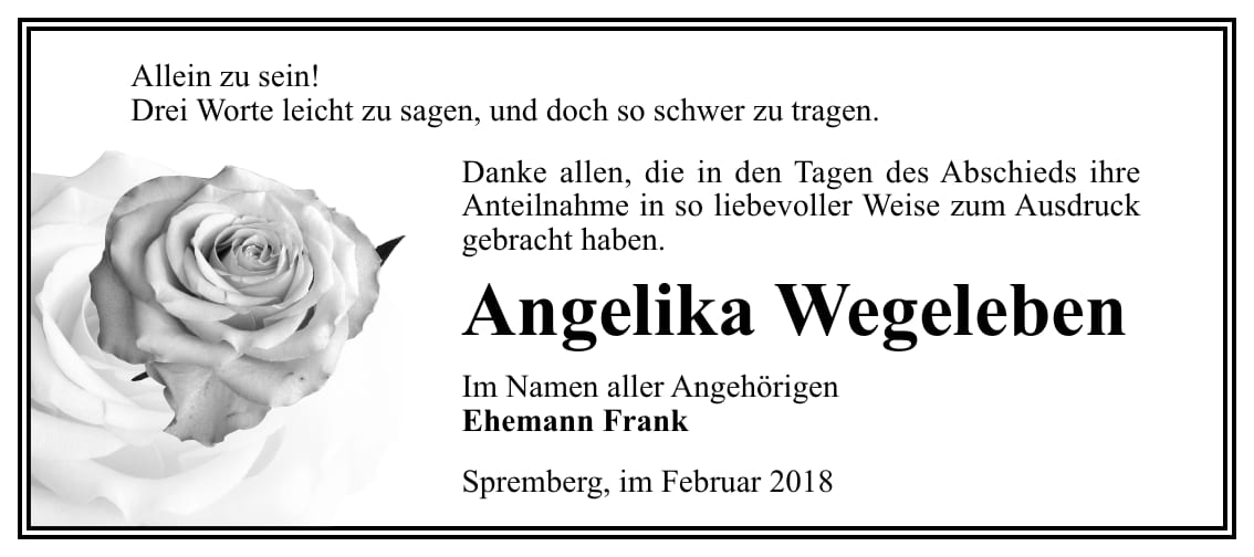 Danksagung Angelika Wegeleben