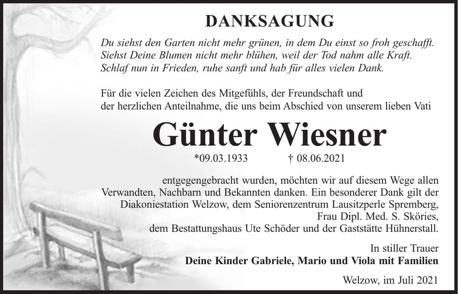 Traueranzeige Günter Wiesner