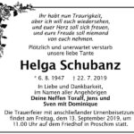 Traueranzeige Helga Schubanz
