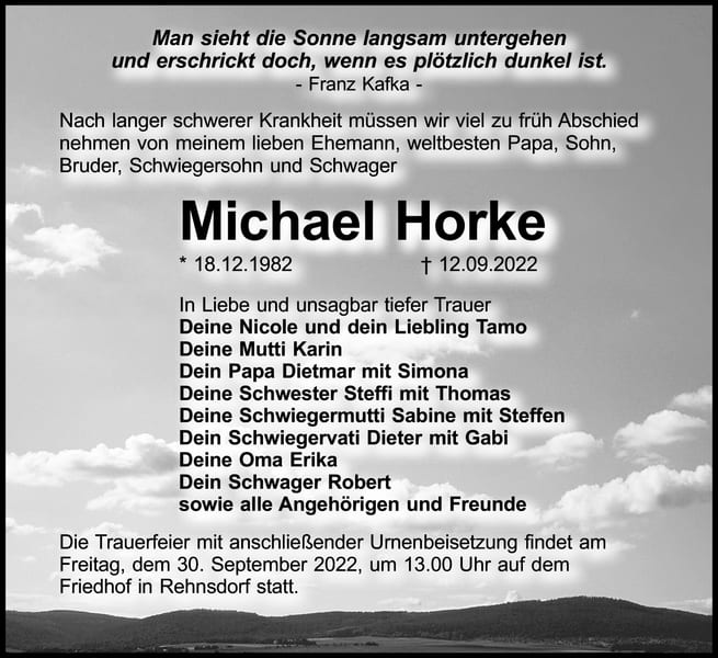Traueranzeige Michael Horke