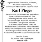Danksagung Karl Pieger