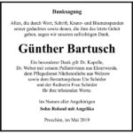 Danksagung Günther Bartusch