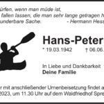 Traueranzeige Hans-Peter Rau